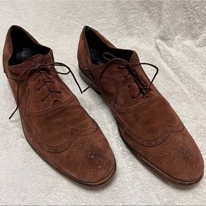 JOHN VARVATOS Hand Made Suede Leather Wingtip Oxford Shoes 9